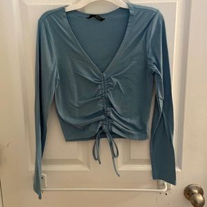 Shein long sleeve front tie scrunch shirt size xs/2